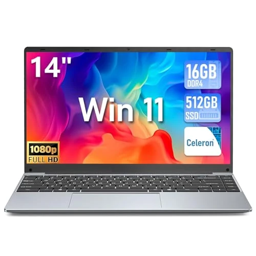 FUNYET Ordinateur Portable 14 Pouces Win 11 Pro 16Go RAM 512Go SSD Celeron N5095 jusqu'à 2,9 GHz PC Portable Soutien Extension TF 1TB 4 Cœurs 5G WIFI 1920x1080 FHD BT 5.0 USB 3.0 HDMI Convertible 180°
