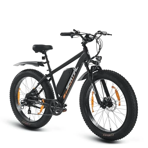Offerta a tempo: SPATIAL Bicicletta Elettrica, Mountain Bike Elettrica da 26" con Pneumatici Fat 4.0 e Batteria da 48V 13Ah 624Wh, Autonomia fino a 70Miglia, Motore da 250W 80Nm Con Funzione NFC (Uomo, Nero) - 0.00% da 699.99 € a 699.99 €