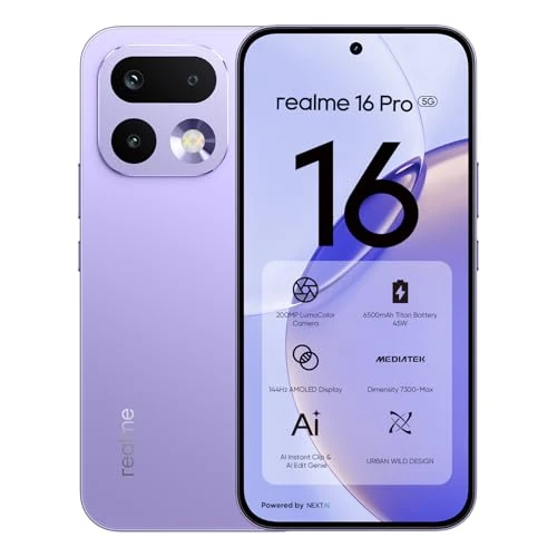 Offerta a tempo: realme 16 Pro 5G Smartphone 8GB + 256GB, 200MP LumaColor Fotocamera + 50MP, Telefono Cellulare con Processore Dimensity 7300 MAX, Batteria 6500mAh e Ricarica da 45W, Cellulari da 6,78" 144Hz - 0.00% da 429.99 € a 429.99 €