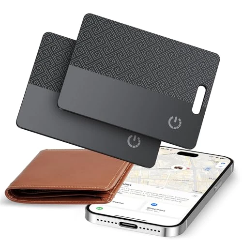 Offerta a tempo: Wallet Tracker Card 2 Pezzi, Compatibile con Apple Dov’è (Solo iOS), 1.8mm, Impermeabile IP68, Localizzatore Bluetooth con ricarica wireless per Portafogli, Passaporti, Bagagli - 50% da 49.99 € a 24.99 €
