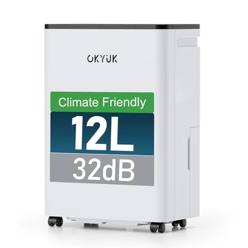 Offerta a tempo: OKYUK Deumidificatore 12 litri/giorno, adatto per ambienti di circa 90 metri cubi (30 metri quadrati), Deumidificatore casa muffa, sbrinamento automatico, 32 dB, refrigerante R290, PD12R-03DE - 34% da 149.90 € a 99.18 €