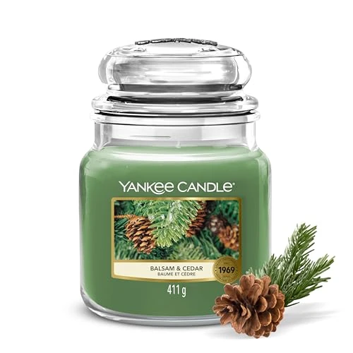 Offerta a tempo: Yankee Candle Candela Profumata | Barattolo Medio Balsam & Cedar | Candele a Lunga Durata: fino a 75 Ore | Regali di Natale Perfetti per Donne - 34% da 29.99 € a 19.94 €