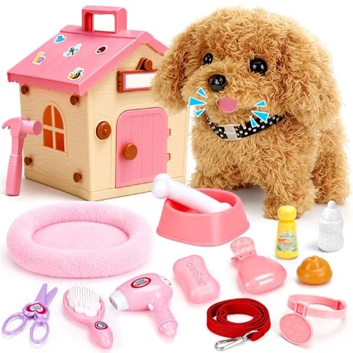 Offre limitée : Dreamon Chien Interactif Chien Jouet Enfant Qui Marche et Aboie avec Niche Kit de Toilettage et Accessoires de Soins pour 3 4 5 6 Ans Fille Garçon Cadeau de 29.99 € à 29.99 € (0.00% de remise)