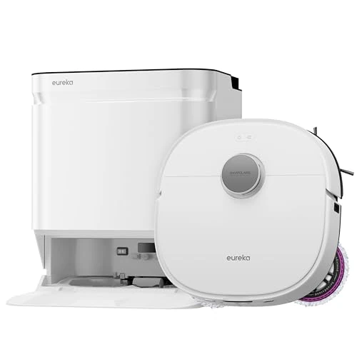 Eureka J15 Ultra Gen2 Robot Aspirateur Laveur avec Station, 21000Pa Ultra Aspiration, Lavage 75°C Eau Chaude, ScrubExtend 135° pour Coins, FlexiRazor Anti-Cheveux 99%, IA 150+ Objets, Carte 3D
