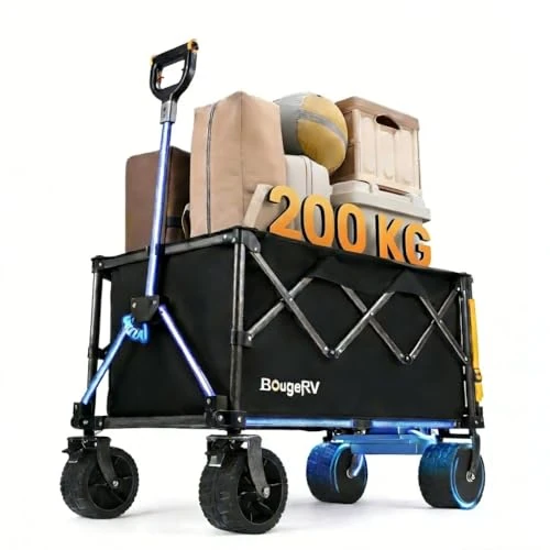 Offerta a tempo: BougeRV Carrello elettrico pieghevole, portata 200 kg, carrello da campeggio con azionamento, doppio motore da 250 W e volume di 250 l, carrello elettrico fuoristrada per avventure all'aperto e - 0.00% da 499.99 € a 499.99 €