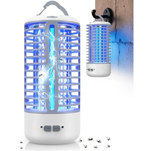 Tijdelijke aanbieding: Dnenellr Elektrische Muggenlamp, Oplaadbare LED Insectenlamp 3000V UV, IPX4 Waterdicht, Hanglamp voor Binnen en Buiten (Witgrijs) van 28.99 € naar 28.99 € (0.00% korting)