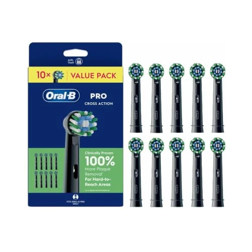 Offerta a tempo: Oral-B Testine di Ricambio Pro, Cross Action, Nere, 10 Ricambi - 10 Testine di Ricambio per Spazzolino Elettrico, Autentiche, Setole Angolate che si Adattano a ogni Dente per una Pulizia Profonda - 50% da 49.99 € a 24.99 €