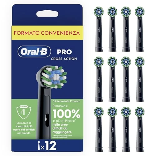 Offerta a tempo: Oral-B Testina Di Ricambio PRO Cross Action Nera, Confezione Da 12 Testine - 53% da 59.99 € a 27.99 €