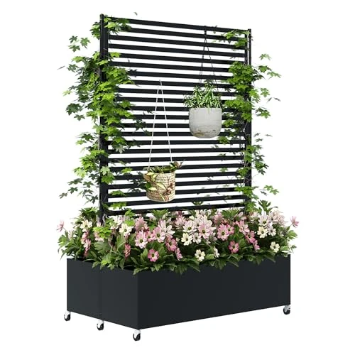 Oferta limitowana: BIXUYOU Metalowa skrzynka na rośliny z kratą, podwyższona metalowa grządka z kółkami, wolnostojąca donica z ochroną prywatności na kwiaty i warzywa w ogrodzie, na podwórku i balkonie. z 905.60 zł na 905.60 zł (oszczędź 0.00%)