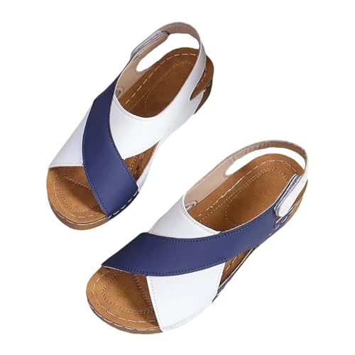 Damen Sandalen Bequem Plateau Damensandalen Keilsandaletten Damen Bequem Orthopädische Sandalen Atmungsaktive Strandsandalen Leicht Barfußsandalen Rutschfest Sommerschuhe Römersandalen Slip In