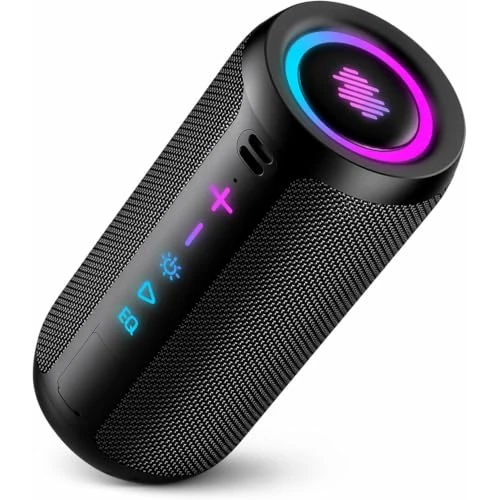Offerta a tempo: TIMU Cassa Bluetooth Portatile Potente, Altoparlante Bluetooth 5.4 con 2 Modalità EQ, IPX7, TWS, 24H di Autonomia, 8 Modalità RGB, Cinghia da Trekking, Compatibile con PC, AUX, TF - 68% da 105.99 € a 34.19 €