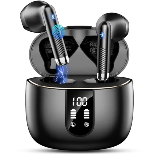 Cuffie Bluetooth 5.4, 2026 Auricolari Bluetooth 56Ore 6D Stereo Cuffie Wireless In Ear con 4 ENC Mic, Cuffie Senza Fili Cancellazione Rumore Cuffiette Sport IP7 Impermeabili Headphones per iOS/Android