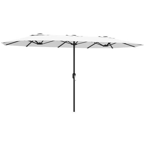 Offre limitée : Outsunny Parasol double de jardin 4,6 x 2,7 m, parasol d'extérieur avec manivelle, housse de protection, 12 baleines, anti-UV 50+, pour terrasse, balcon, piscine, jardin, blanc de 94.95 € à 94.95 € (0.00% de remise)