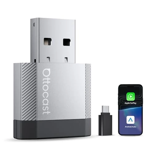 OTTOCAST Mini Nova, Adattatore 2 in 1 Wireless CarPlay e Android Auto Aggiornato 2026 per Telefoni iOS e Android, Connessione Stabile Senza Ritardi, Supporto per due Telefoni, Design Ultra-Compatto
