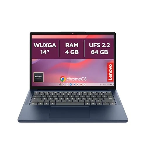 Offerta a tempo: Lenovo Chromebook 14" Notebook IPS WUXGA (1920x1200), 64GB SSD, 4GB RAM, Wi-Fi6E, ChromeOS, MediaTek Kompanio 540 - Laptop Leggero per Studio, Streaming e Uso Quotidiano - 33% da 299.00 € a 199.99 €
