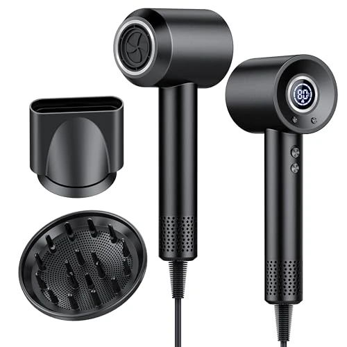 Offerta a tempo: Asciugacapelli Ionico 180,000 RPM Phon Capelli Professionale 500 Milioni Ioni Negativi, 4 Temperature 3 Velocità, Display LED, Termoregolazione intelligente, Basso Rumore, 2 Accessori Magnetici - 63% da 159.99 € a 59.99 €