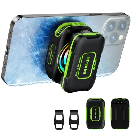 Limited-time offer: Cell Phone Cooler for Gaming, Magnetic Portable Rechargeable Battery Mobile Phones Radiator,Cellphone Fun Cooler with RGB Lights for iPhone Series,ipad pro Tablet,Tiktok Live (Green) from 30.99 £ to 30.99 £ (save 0.00%)