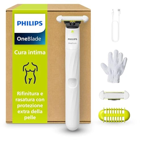 Tijdelijke aanbieding: Philips OneBlade Intimate, intieme verzorging, trimmen en scheren met extra huidbescherming, Een fijne, comfortabele scheerbeurt - niet helemaal glad, model QP1924/28 van 38.48 € naar 32.71 € (15% korting)