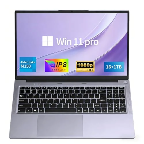 FUNYET Computer Portatile da 15,6 pollici, 16 GB di RAM, 1 TB di SSD, 2026 Win 11 Pro Laptop, PC Portatile Processore N150 (fino a 3,6 GHz),6000 mAh, FHD 1920 * 1080 Notebook, viola