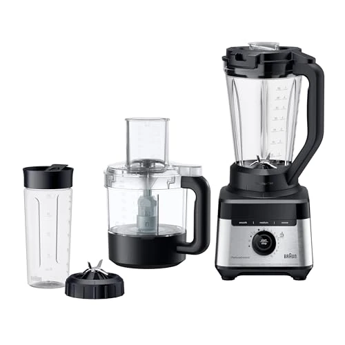 Offerta a tempo: Braun PowerBlend 7 – Frullatore a 10 Velocità+pulse, 1400W, Fino a 30.000 giri/min, Caraffa TriAction da 2L, Food Processor 1,65L, Smoothie2Go 600 ml, per Smoothie e Salse, Nero (JB7568BK) - 30% da 200.00 € a 139.90 €