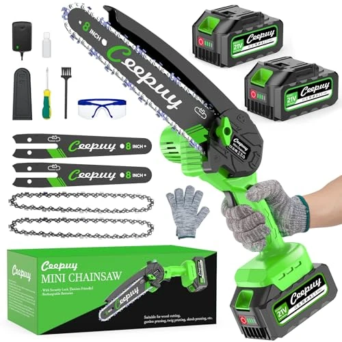 Offre limitée : 8 Pouces Mini Tronçonneuse à Batterie 2X4000mAh, 2 Batteries, 2 guide chaîne, Petite Tronconneuse Thermique Coupe Branche Electrique Scie Electrique Tronçonneuse Sans Fil Pour Jardin de 79.99 € à 79.99 € (0.00% de remise)