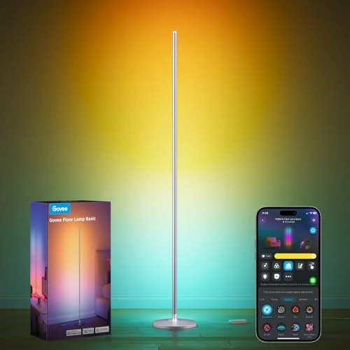Offerta a tempo: Govee Lampade da Terra LED RGBIC, Piantana Lampada da Terra Funziona con Alexa, Matter, APP, 16 Milioni di Colori Musica Sincronizzazione a Luce Calda per Soggiorno, Camera da Letto, Ufficio, Argento - 40% da 89.99 € a 53.99 €