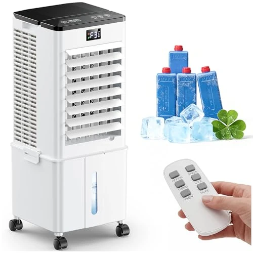 Offerta a tempo: Condizionatore Portatile senza tubo 10L Migliorato, Raffrescatore d'Aria 4 in 1, 3 Velocità, Timer 1-12h, 3 Modalità, Telecomando, Oscillazione 60°, per Camper, Casa, Ufficio(Bianco elegante) - 5% da 169.00 € a 160.54 €