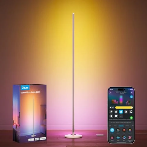 Offerta a tempo: Govee Lampade da Terra LED RGBIC, Piantana Lampada da Terra Funziona con Alexa, Matter, APP, 16 Milioni di Colori Musica Sincronizzazione a Luce Calda per Soggiorno, Camera da Letto, Ufficio, Dorato - 17% da 64.99 € a 53.99 €