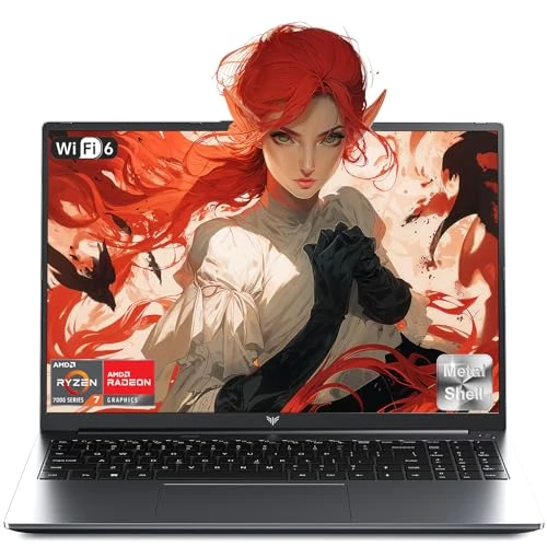 Tivique 16.1 Inch Laptop Gamer - Ryzen 7 H255 (up to 4.90 GHz), 8C/16T - 4800MHz 16GB DDR5*2 + 512GB M.2 SSD, 1200p FHD Display, HDMI, WiFi 6, Radeon 780M 12C, Backlit Keyboard
