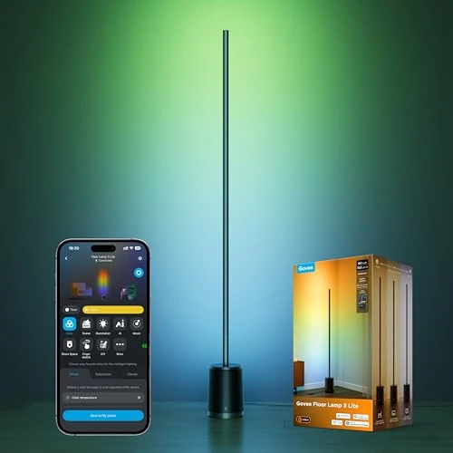 Offerta a tempo: Govee Lampada da Terra 3 Lite RGBICWW, 1400lm Lampada da Terra Salotto e Camera da Letto, 152cm Piantana Moderna con Sincronizzazione Musicale, 105+ Scene, Compatibile con Alexa Matter, Nero - 0.00% da 119.99 € a 119.99 €