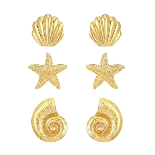 Offerta a tempo: Orecchini Spiaggia, Orecchini Donna Oro, Gold Earrings, Earrings for Women, Estivi Gioielli per Donne e Ragazze, Gioielli Oro Donna, Piccolo, per Feste Estive, Spiaggia, Hawaiane (A) - 0.00% da 6.99 € a 6.99 €