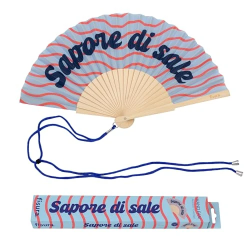 Oferta limitada: Fisura – Abanico Original con Mensaje “Sapore di Sale”. Abanico de Madera Moderno y Colorido. Ventilador de Mano Azul. Colgador Incluido. Idea de Regalo Divertida. 42,5 x 23 cm de 8.99 € a 8.99 € (ahorro 0.00%)