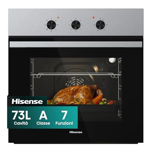 Offerta a tempo: Hisense BI62111AAXB, NUOVO Forno 7 funzioni, 3 manopole fisse, 77 litri, 3 vetri, 60 cm, Guide telescopiche, classe A, Nero/Inox - 31% da 299.00 € a 207.00 €
