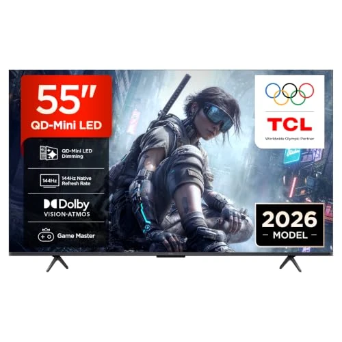Zeitlich begrenztes Angebot: TCL 55T8D QD-Mini LED 55 Zoll Fernseher, 4K Smart TV, Google TV, 144 Hz von 699.00 € auf 579.00 € (17% Rabatt)