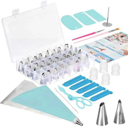 Offerta a tempo: VINATO Beccucci Sac a Poche 83 Pezzi, Tulle Acciaio Inox, Sac a Poche, Custodia, Accessori Torte, Cupcake, Decorazioni Blu - 0.00% da 10.99 € a 10.99 €