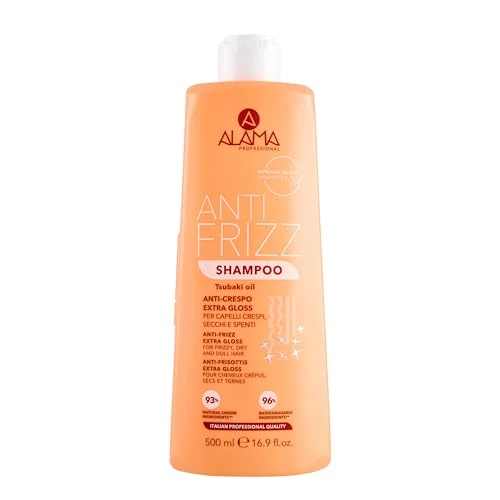 Offerta a tempo: Alama Professional Anti-Frizz, Shampoo Anti-Crespo Effetto Extra Gloss per Capelli Crespi, Secchi e Spenti, 90% Ingredienti Naturali, 500ml - 0.00% da 4.86 € a 4.86 €
