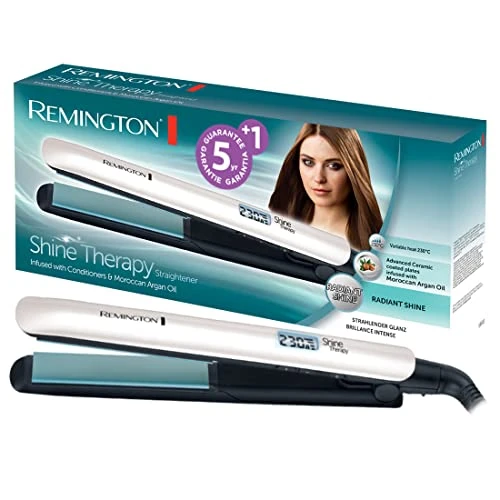Offerta a tempo: Remington Piastra per Capelli Shine Therapy - Rivestimento Ceramico con ingredienti microattivi per maggiore brillantezza - olio di Argan marocchino e vitamina E, Display LCD, 150-230°C, S8500 - 30% da 63.00 € a 44.20 €