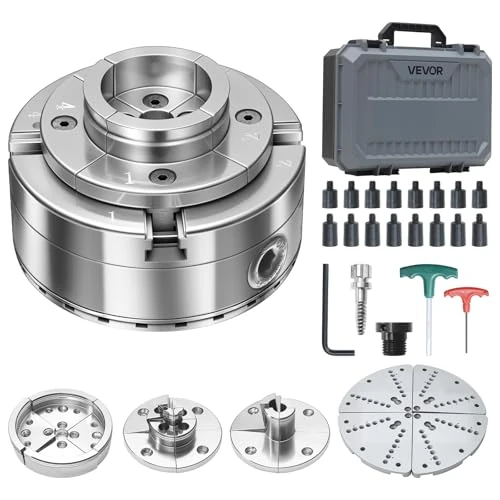 Offerta a tempo: VEVOR Mandrino per Tornio per Legno, Mandrino Autocentrante a 4 Griffe da 102 mm per Tornitura del Legno con Adattatore da 1 pollice x 8 TPI, 5 Griffe, Valigetta per Trasporto, Set di Mandrini - 9% da 152.90 € a 138.99 €