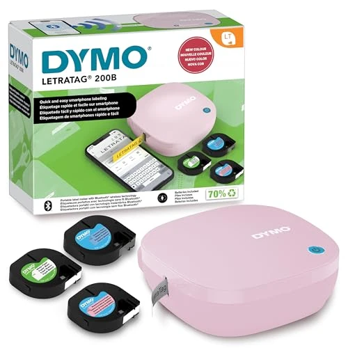 Offerta a tempo: DYMO LetraTag 200B kit per etichettatrice rosa con Bluetooth | etichettatore compatta si connette a iOS e Android tramite tecnologia wireless Bluetooth | Include 3 rotoli di etichette assortite - 57% da 66.25 € a 28.39 €