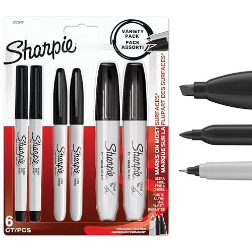 Zeitlich begrenztes Angebot: Sharpie Permanent Marker Stifte Set | Ultra Fein, Fein & Meißelspitze Marker | Schwarze Tinte | 6 Stück von 14.89 € auf 4.63 € (68.91% Rabatt)
