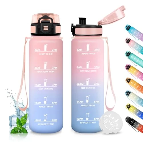 Oferta limitada: JAPORIA Botella de Agua 500ml, Botella agua Gimnasio, Cantimplora Reutilizable, sin BPA, Marcador de Tiempo, Garrafa Agua para Colegio, Preescolar, Guardería, Bicicleta, Running de 9.89 € a 9.89 € (ahorro 0.00%)