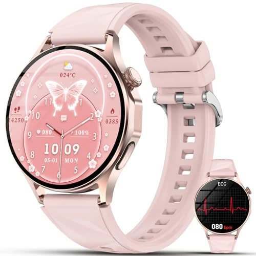 Offerta a tempo: 2026 Nuovo Smartwatch Donna con ECG/HRV/Acido Urico/Lipidi,1.32" AMOLED Orologio con 24H Chiamate, Pressione Sanguigna, Salute femminile, Cardiofrequenzimetro, Sonno, SOS, Fitness Watch Android e iOS - 0.00% da 89.99 € a 89.99 €