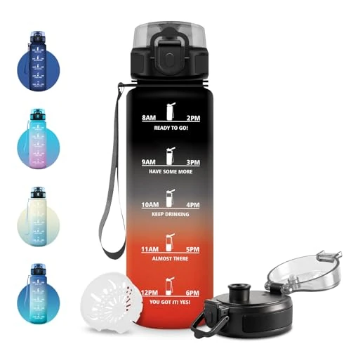 Zeitlich begrenztes Angebot: JAPORIA Trinkflasche 500ml, Wasserflasche Motivierende, Trinkflasche Auslaufsicher & Zeitmarkierung, BPA-frei, Sport Wasserflasche für Schule, Fitnessstudio, Wandern, Fahrrad, Outdoor & Yoga von 15.99 € auf 8.47 € (47.03% Raba