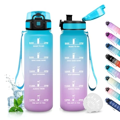 Oferta limitowana: JAPORIA Motywacyjna butelka 500 ml, butelka z filtrem bez BPA, wodoodporna i wielokrotnego użytku, motywacyjna butelka na wodę ze znacznikiem czasu, butelka wielokrotnego użytku do szkoły, biura, jogi z 58.04 zł na 56.24 zł (oszczędź 3.