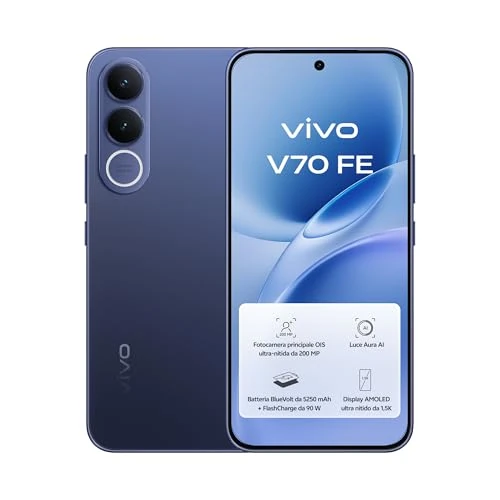 Oferta limitada: Vivo V70 FE 5G, cámara Principal ultranítida de 200 MP con estabilización de Imagen (OIS), Móvil 8+256 GB, 5250 mAh, Pantalla AMOLED de 1,5K, IP68 e IP69, Smartphone con AI de 449.00 € a 359.00 € (ahorro 20%)