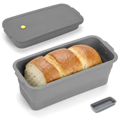 Oferta limitada: VINATO Molde para Pan de Silicona Plegable con Tapa, Molde para Pan Rectangular Antiadherente, 32×14,5×11,5 cm, Resistente al Calor, Apto para Lavavajillas, para Toast y Pastel (Gris) de 16.99 € a 16.99 € (ahorro 0.00%)