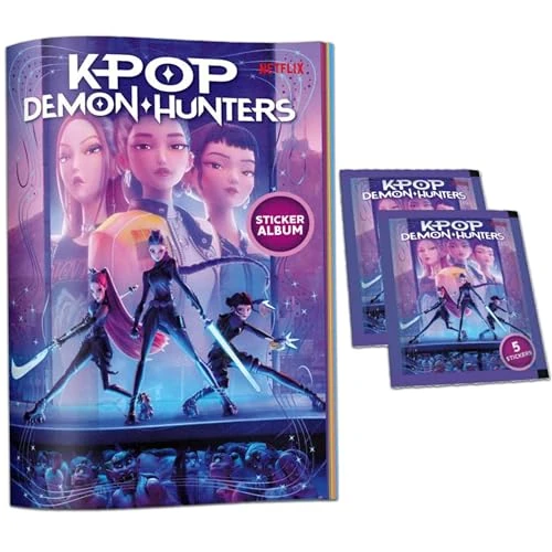 KPOP DEMON HUNTERS Album avec 2 Pochettes + Poster Offert, Pack de Départ, Stickers Officiels Netflix