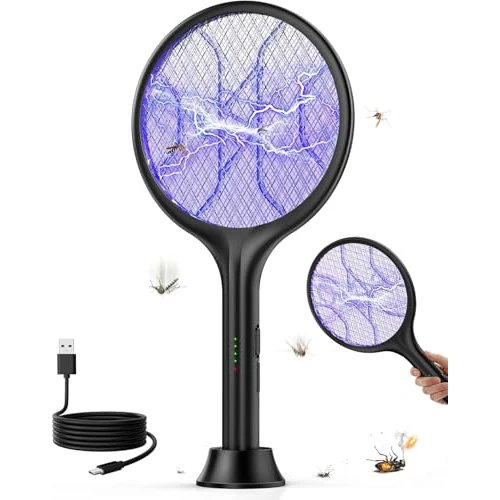 Tijdelijke aanbieding: VIWAVE Elektrische vliegenmepper, extra sterk, 4000 V, 2-in-1 elektrische muggenmepper met uv-licht en standaard, 1800 mAh accu, oplaadbaar, USB-C, 3-laags veiligheidsnet, zwart van 19.99 € naar 19.99 € (0.00% korting)