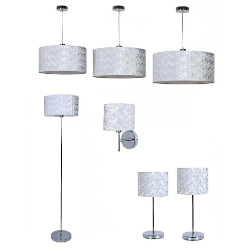 Zeitlich begrenztes Angebot: BEL AIR HOME Packung mit 7 Lampen – 6 verschiedene Modelle – 3 Anhänger, 1 Wohnzimmerfuß, 1 Wandleuchte und 2 Tische – (Marion – (Nacar / Chrom)) von 190.64 € auf 190.64 € (0.00% Rabatt)