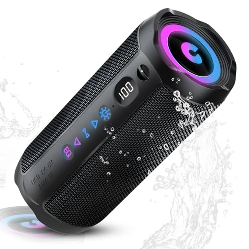 coioc Altavoz Bluetooth portátil 30W TWS RGB Negro